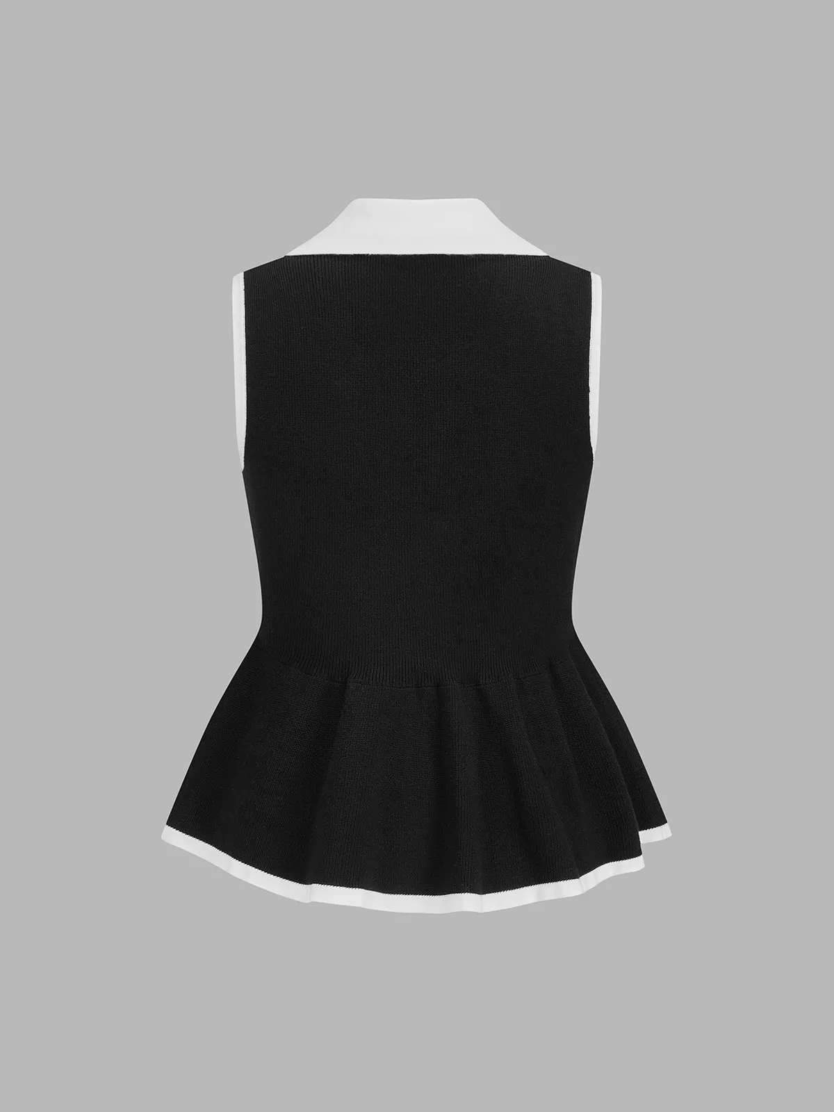 Contrast Trim Peplum Knit Vest sold by COMMENSE product image thumbnail 2