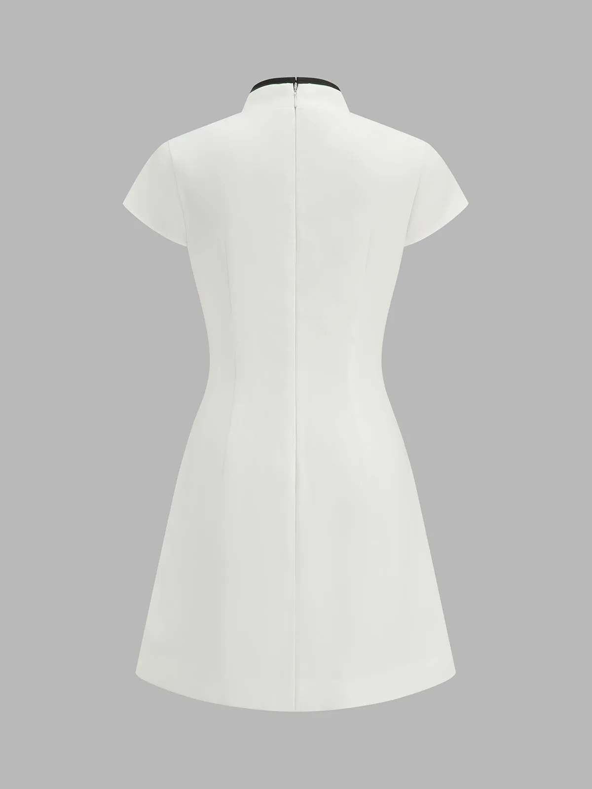Mandarin Collar Contrast Piping Mini Dress sold by COMMENSE product image thumbnail 3