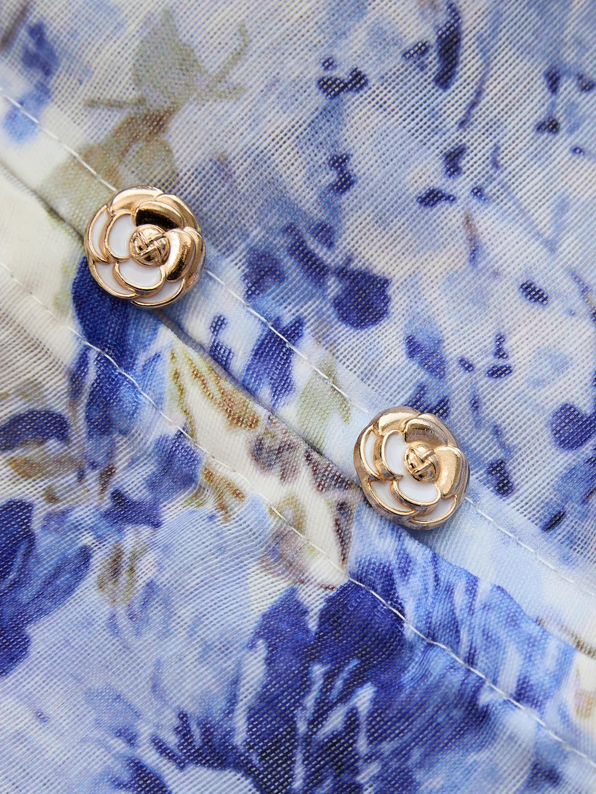Watercolor Floral Chiffon Mini Dress with Cami Slip sold by COMMENSE product image thumbnail 5