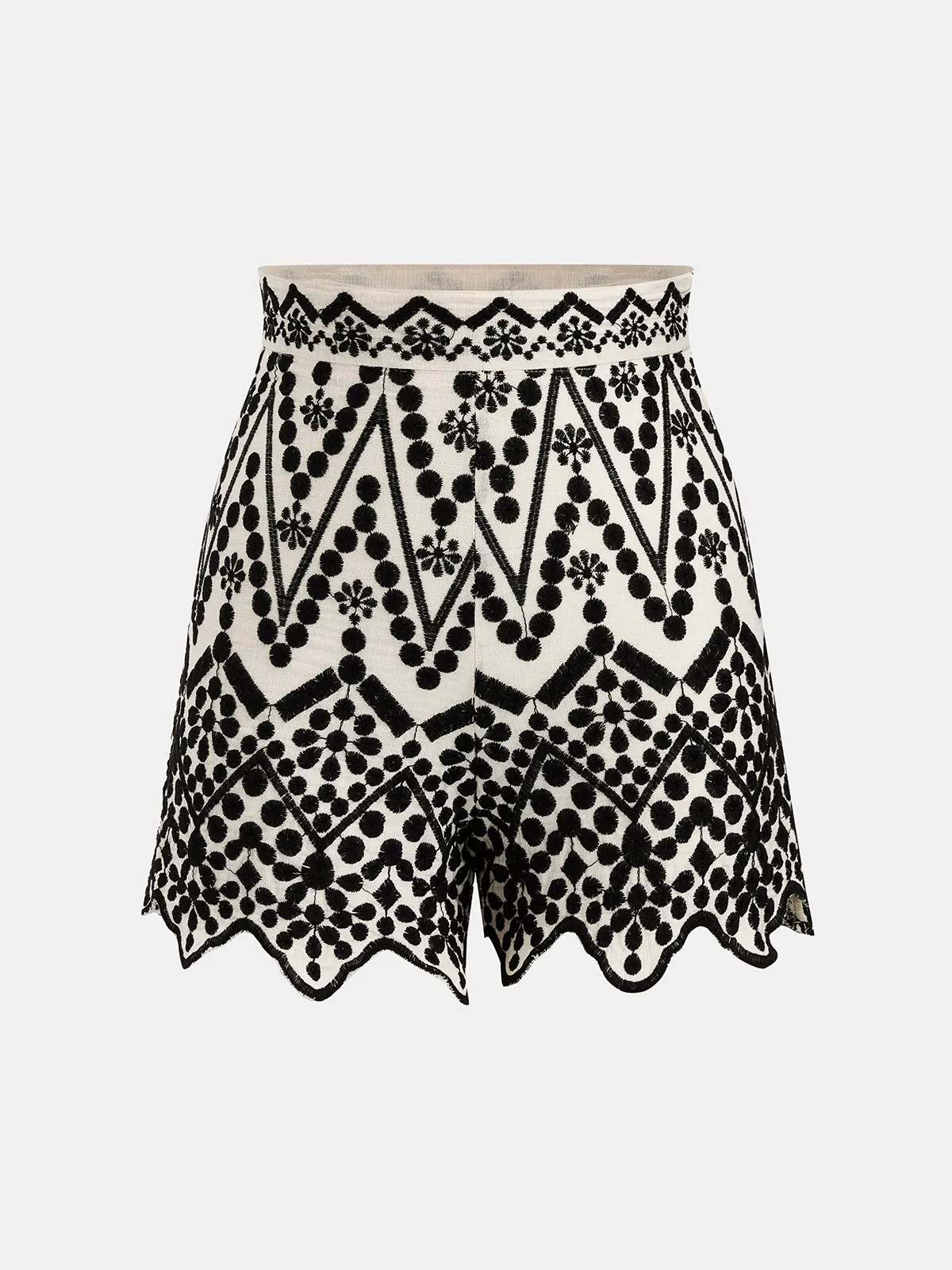Embroidery Scallop Hem Cotton Shirt & Shorts Set sold by COMMENSE product image thumbnail 5