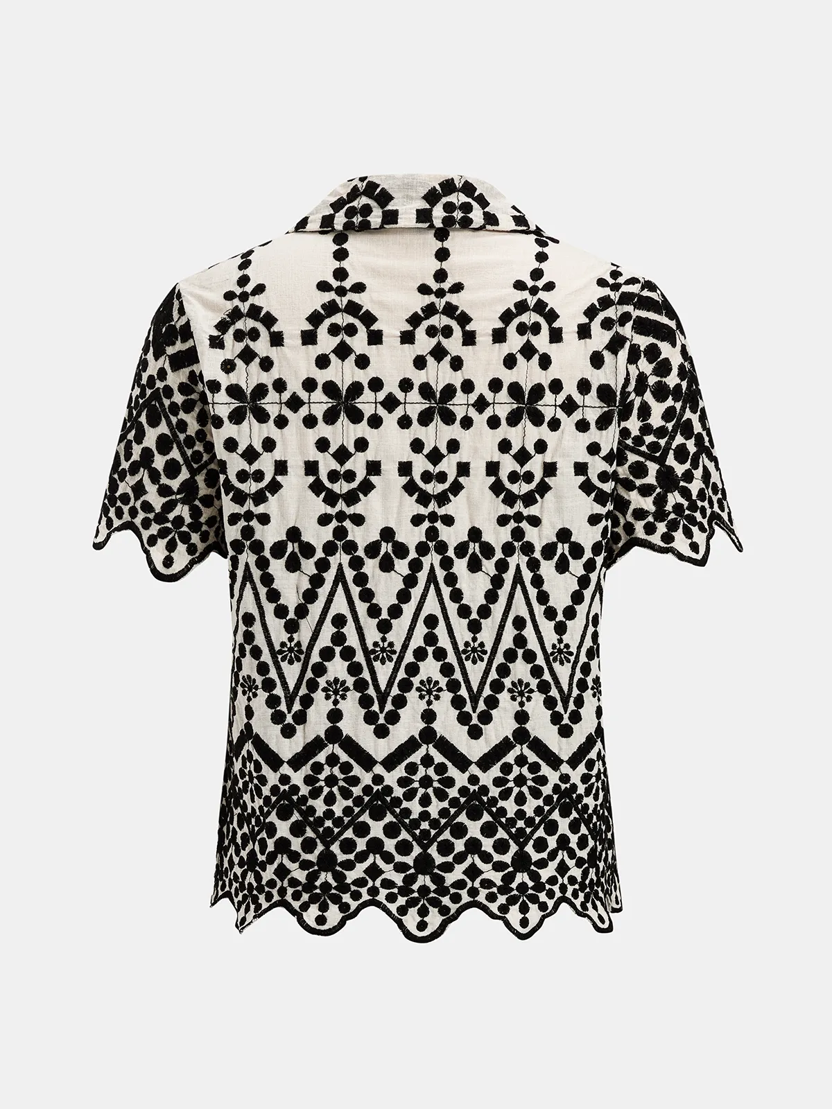 Embroidery Scallop Hem Cotton Shirt & Shorts Set sold by COMMENSE product image thumbnail 4