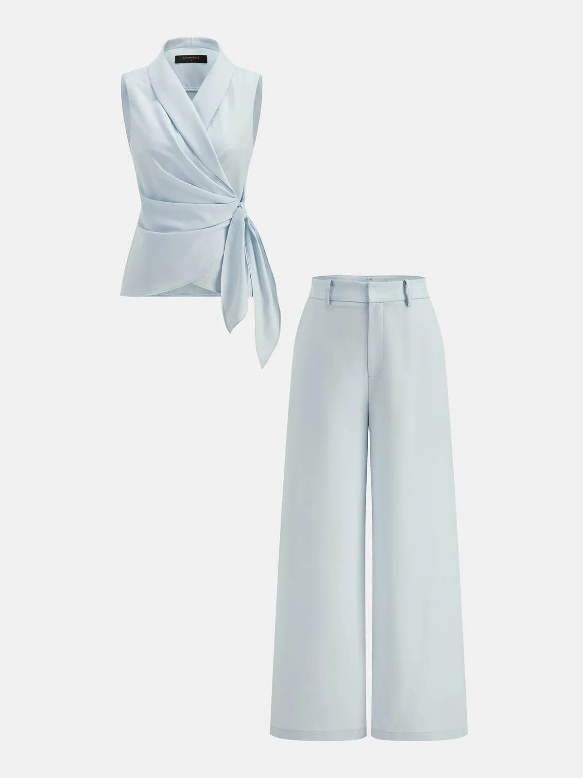 Tie-Waist Sleeveless Blouse & Pants Set sold by COMMENSE product image thumbnail 2