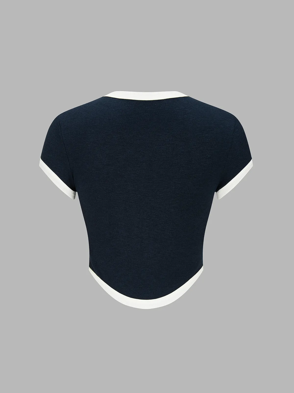 Contrast Trim Curved Hem Knit Top & Skirt Set sold by COMMENSE product image thumbnail 4