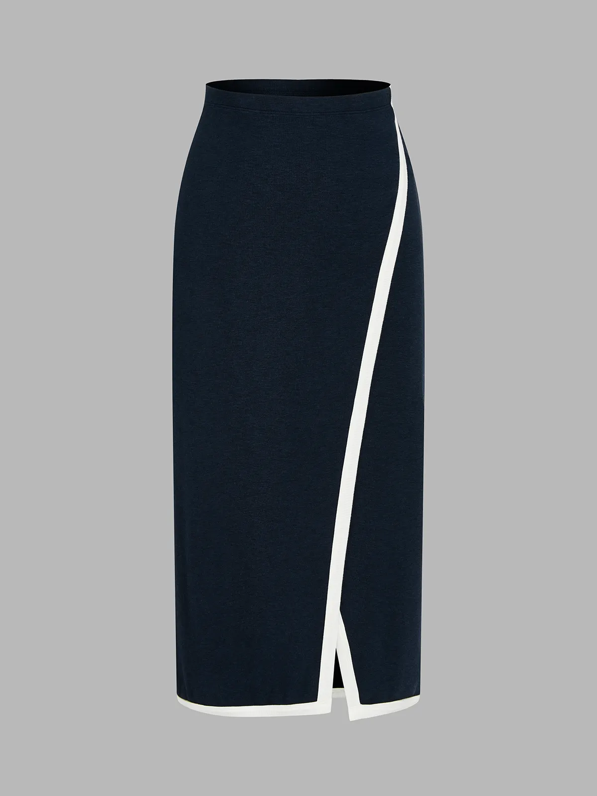 Contrast Trim Curved Hem Knit Top & Skirt Set sold by COMMENSE product image thumbnail 5