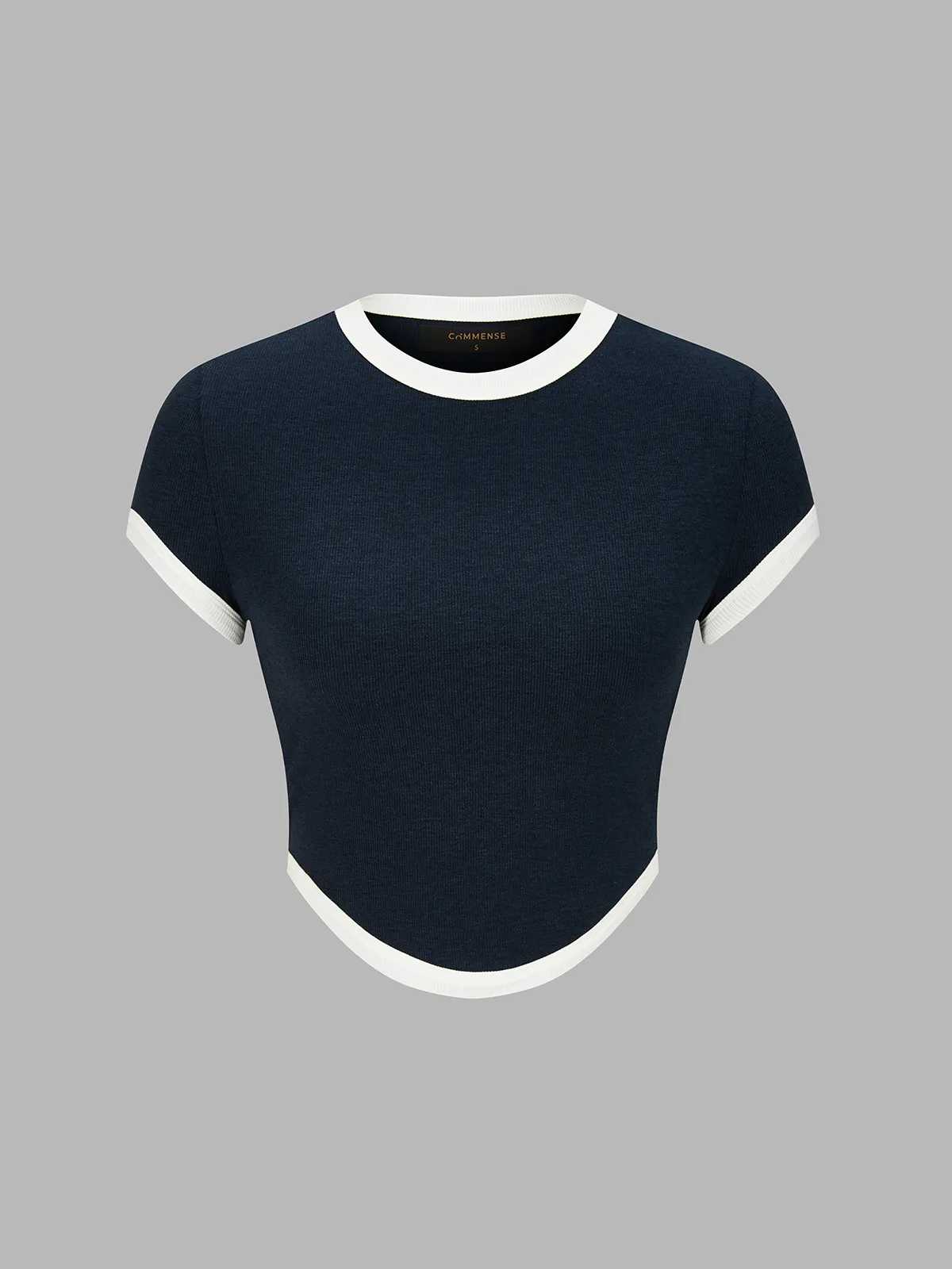 Contrast Trim Curved Hem Knit Top & Skirt Set sold by COMMENSE product image thumbnail 3