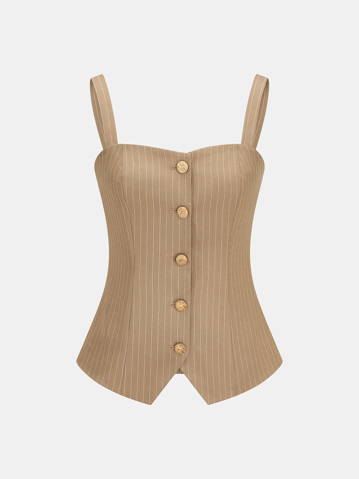 Pinstripe Button-Front Cami Top & Pants Set sold by COMMENSE product image thumbnail 3