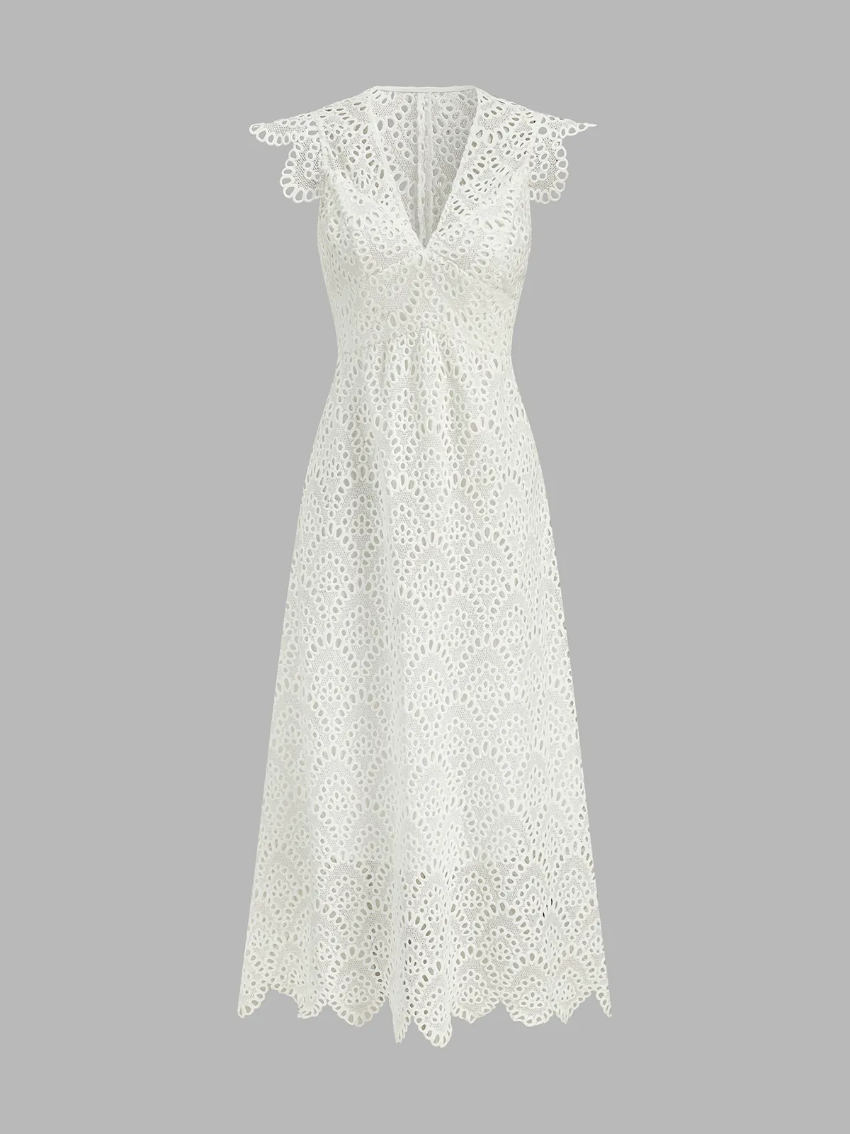 Semi-Sheer Crochet Lace Midi Dress sold by COMMENSE