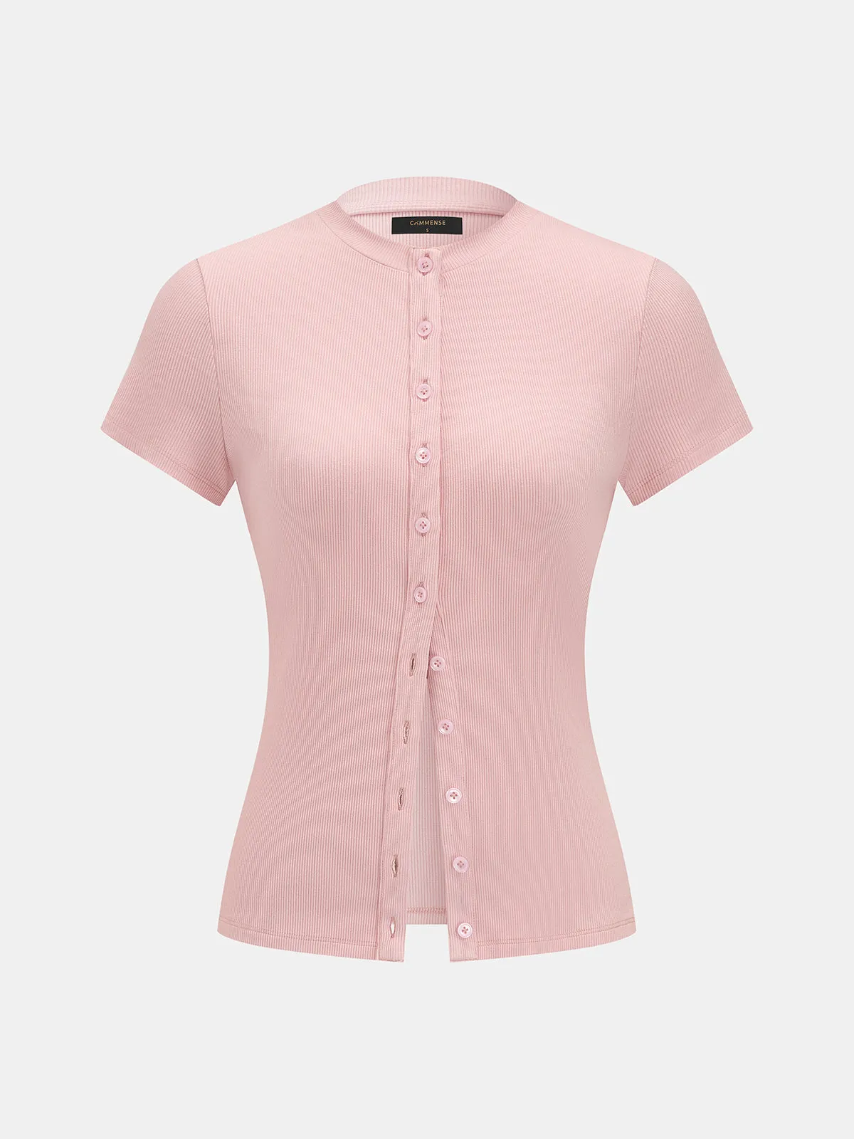 Button-Down Ribbed Knit Top & Pants Set sold by COMMENSE product image thumbnail 2