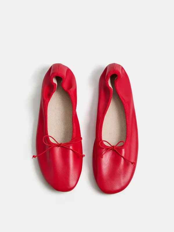 Soft Leather Bow Ballet Flats made by COMMENSE