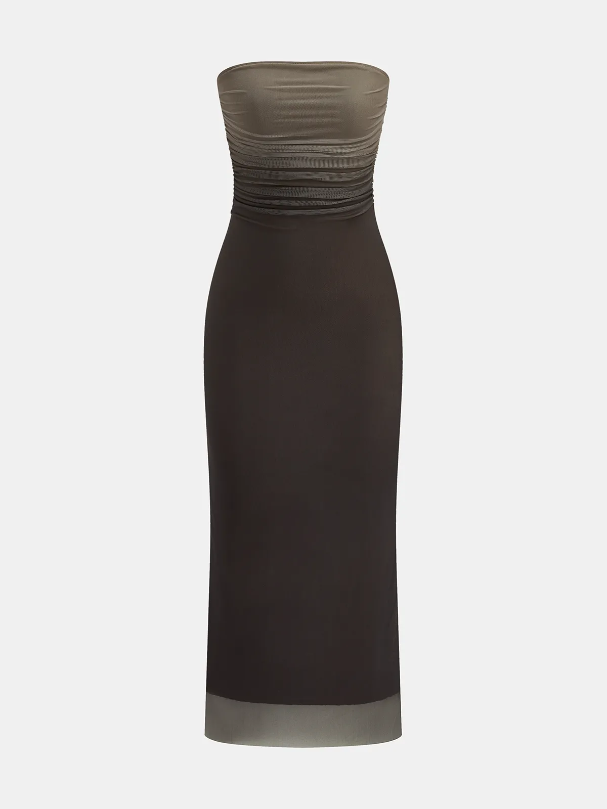 Ombre Mesh Ruched Strapless Midi Dress sold by COMMENSE product image thumbnail 2
