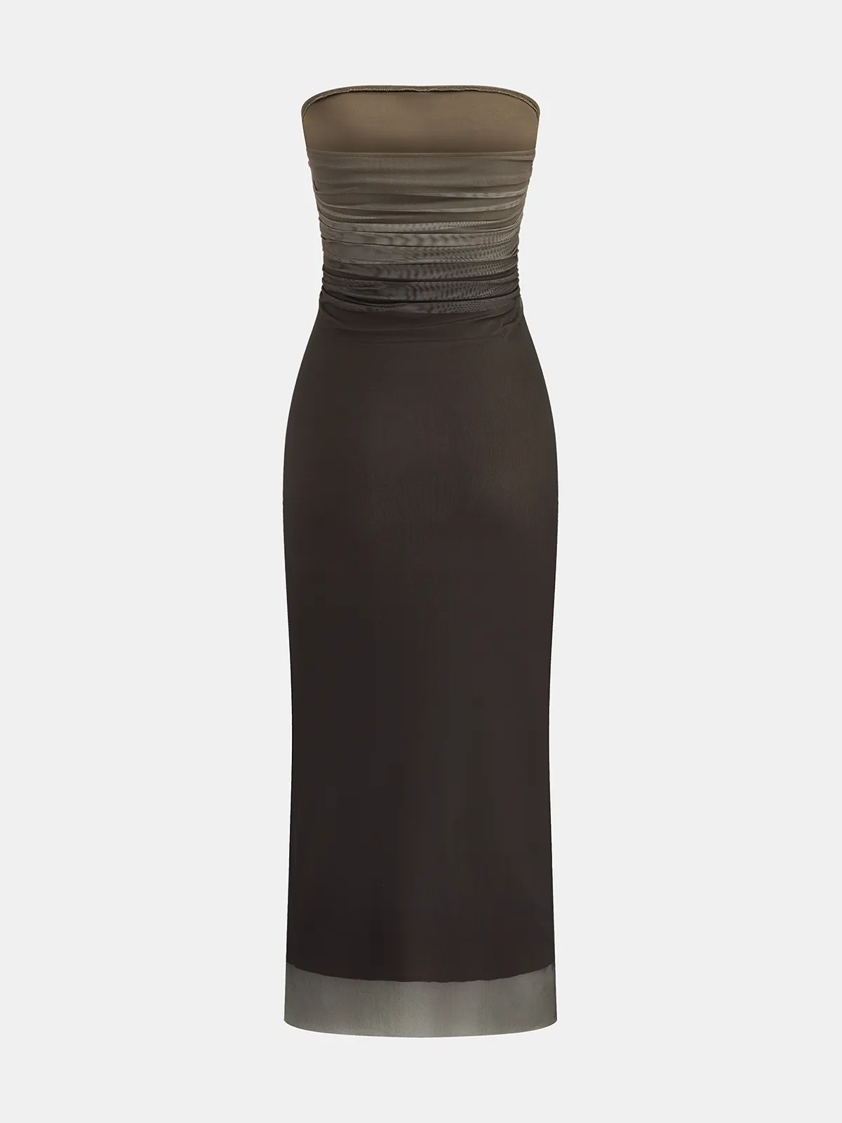 Ombre Mesh Ruched Strapless Midi Dress sold by COMMENSE product image thumbnail 3