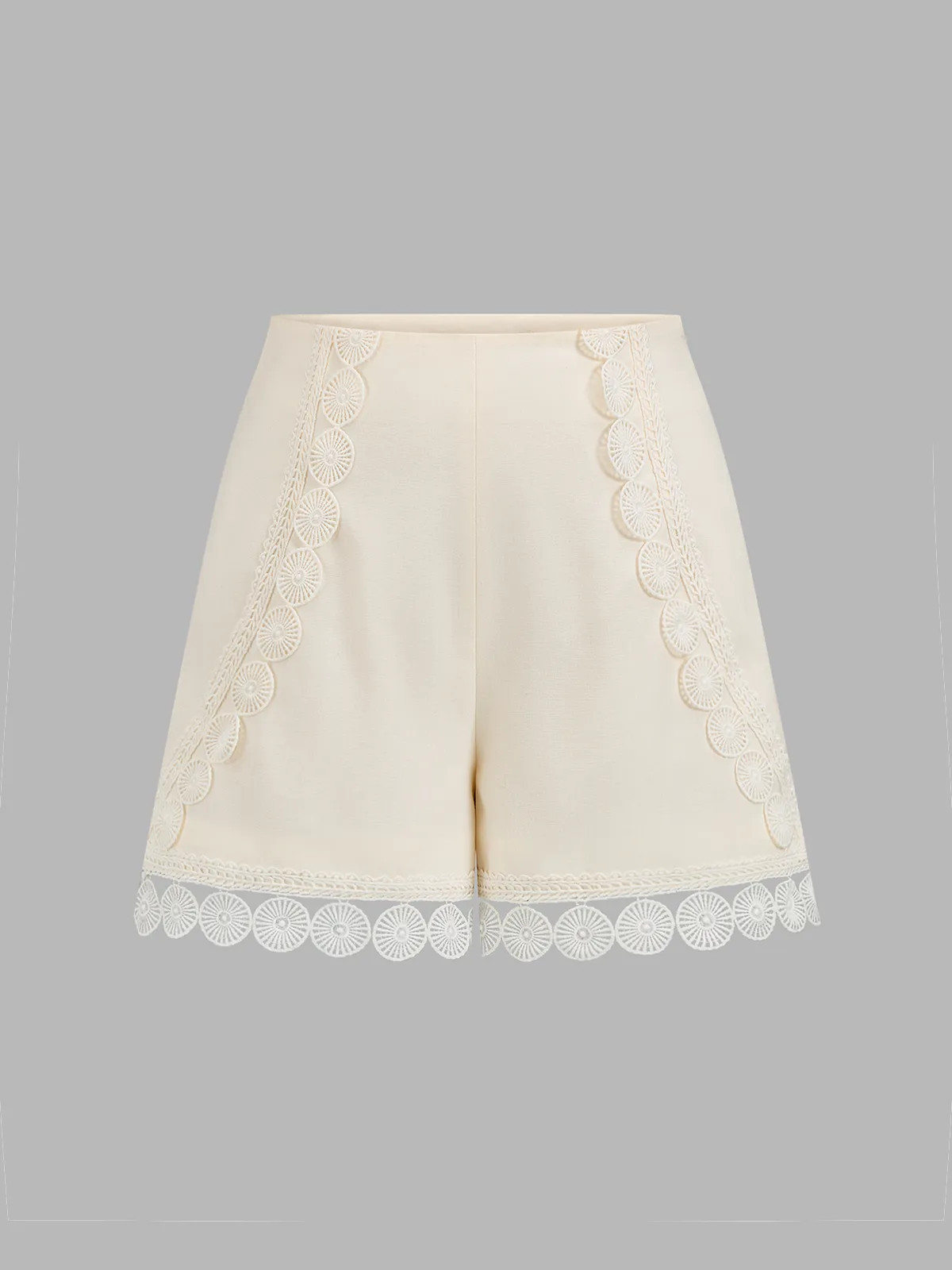 Crochet Lace Hem Cotton Linen Shorts sold by COMMENSE product image thumbnail 2