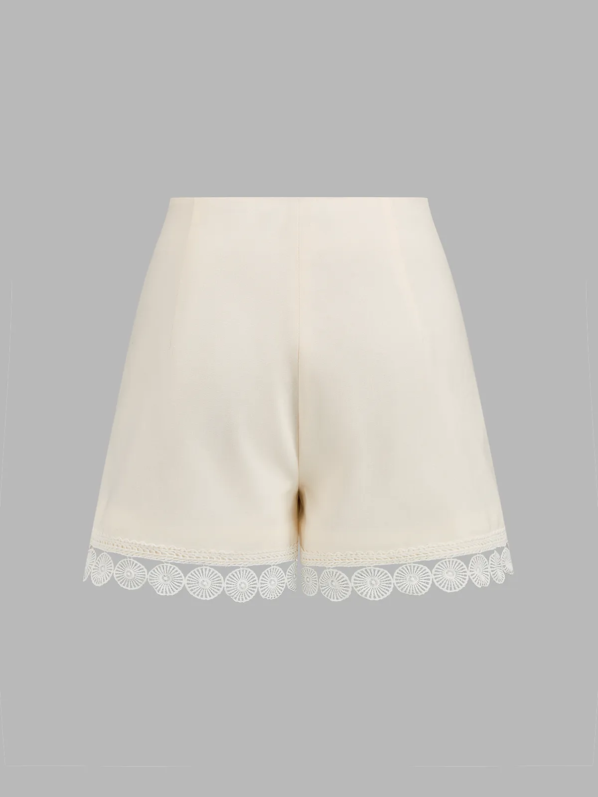 Crochet Lace Hem Cotton Linen Shorts sold by COMMENSE product image thumbnail 3