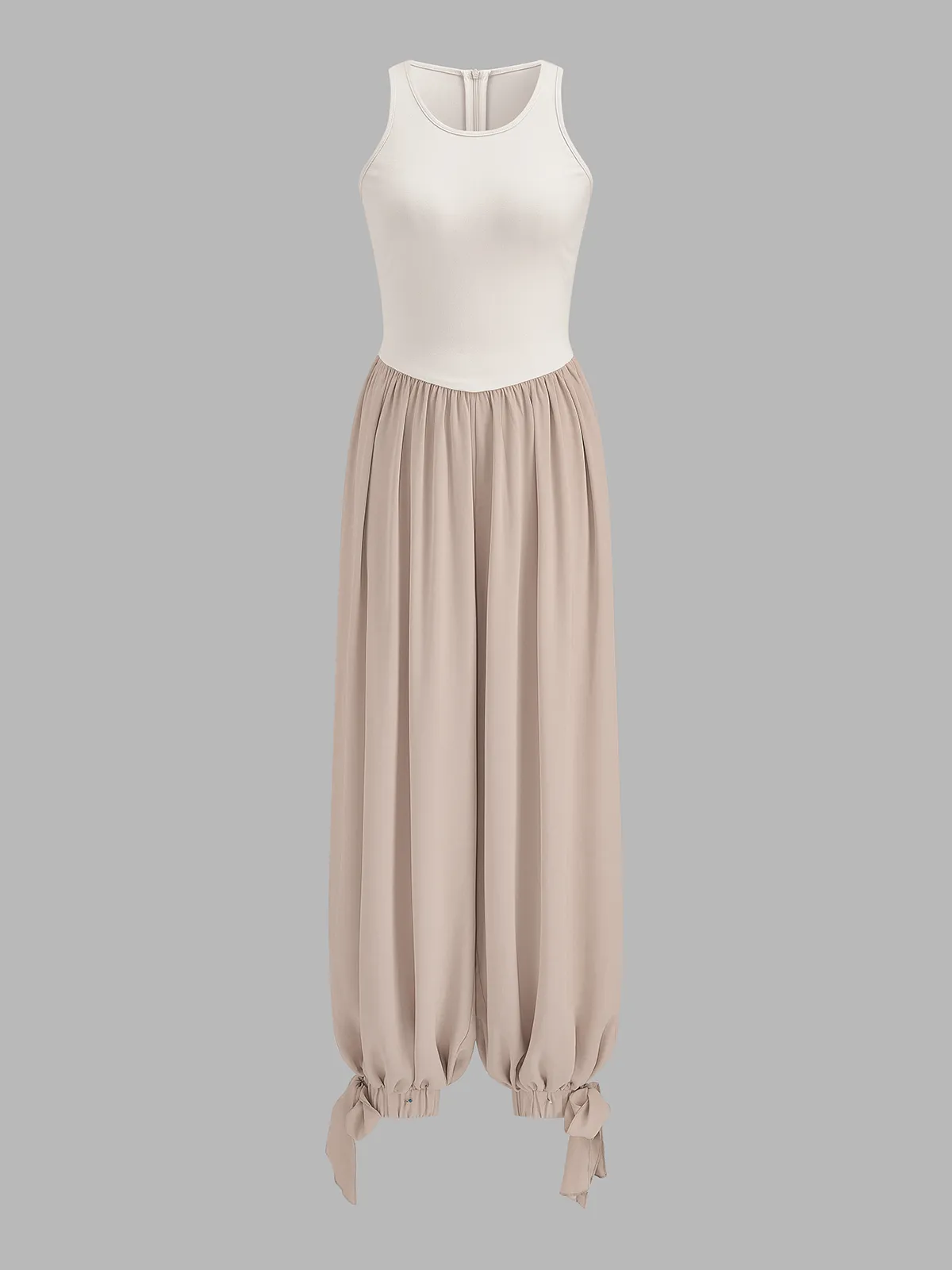 Two-Tone Sleeveless Tie Cuff Balloon Jumpsuit sold by COMMENSE product image thumbnail 2