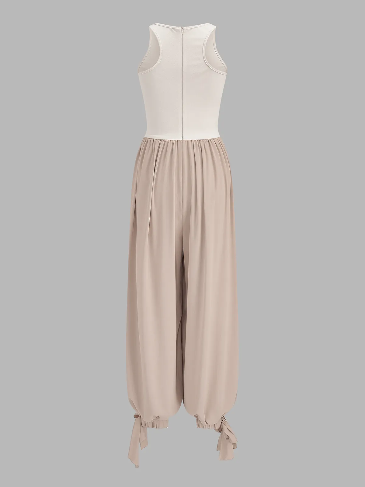 Two-Tone Sleeveless Tie Cuff Balloon Jumpsuit sold by COMMENSE product image thumbnail 3