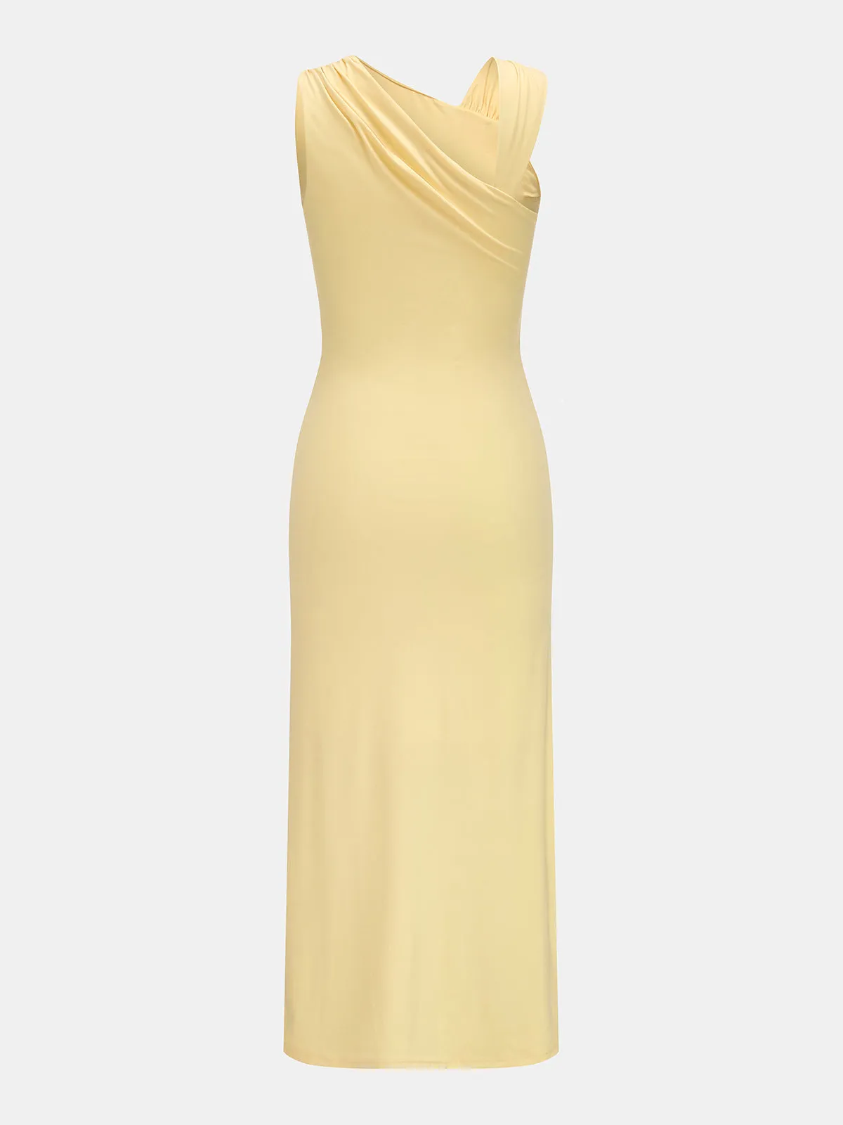 Asymmetric Sleeveless Ruched Waist Maxi Dress sold by COMMENSE product image thumbnail 3