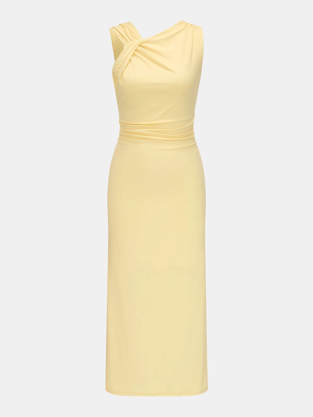 Asymmetric Sleeveless Ruched Waist Maxi Dress sold by COMMENSE product image thumbnail 2