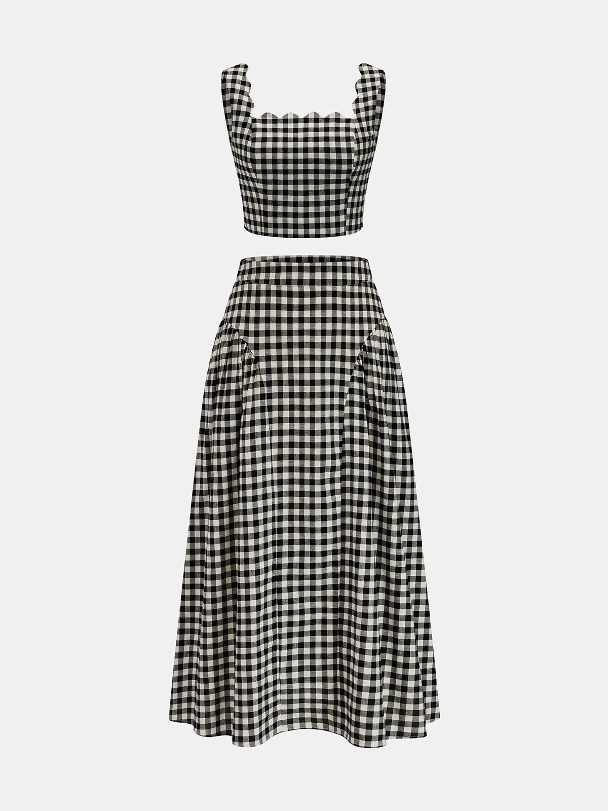 Cotton Gingham Cami Top & Midi Skirt Set sold by COMMENSE product image thumbnail 2