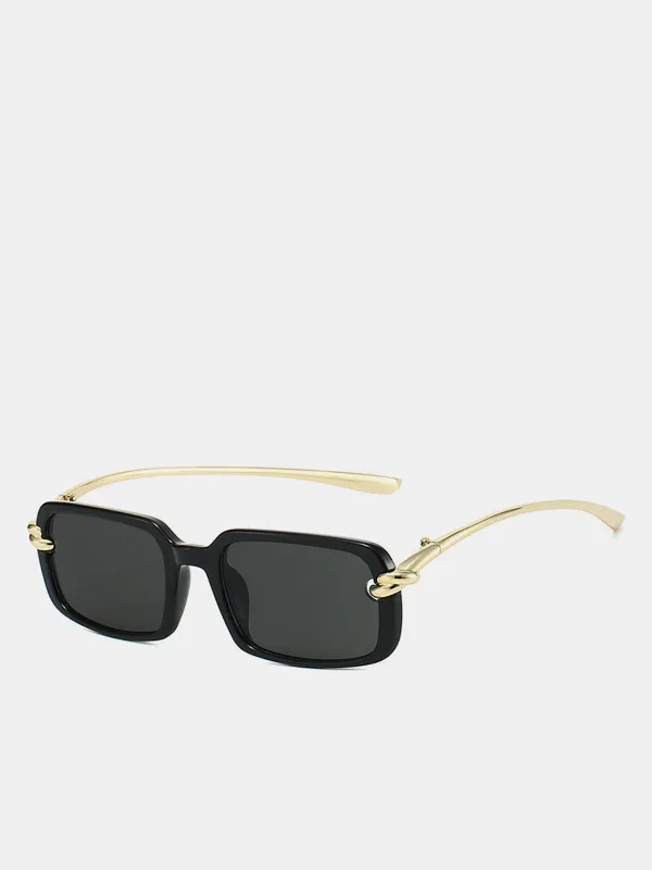 Metal Twist Detail Rectangular Frame Sunglasses made by COMMENSE