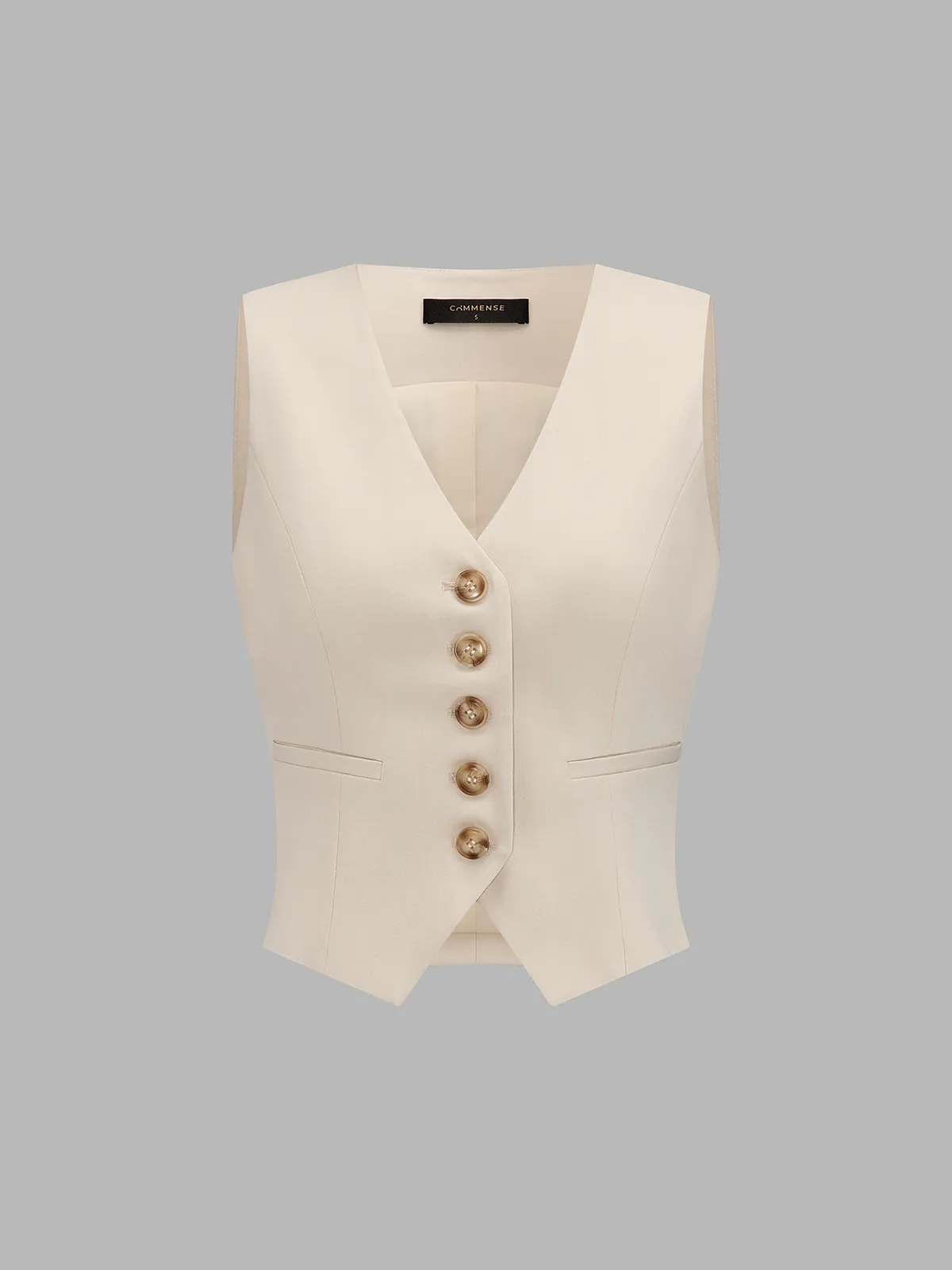 V-Neck Button Vest & Wide Leg Pants Set sold by COMMENSE product image thumbnail 3