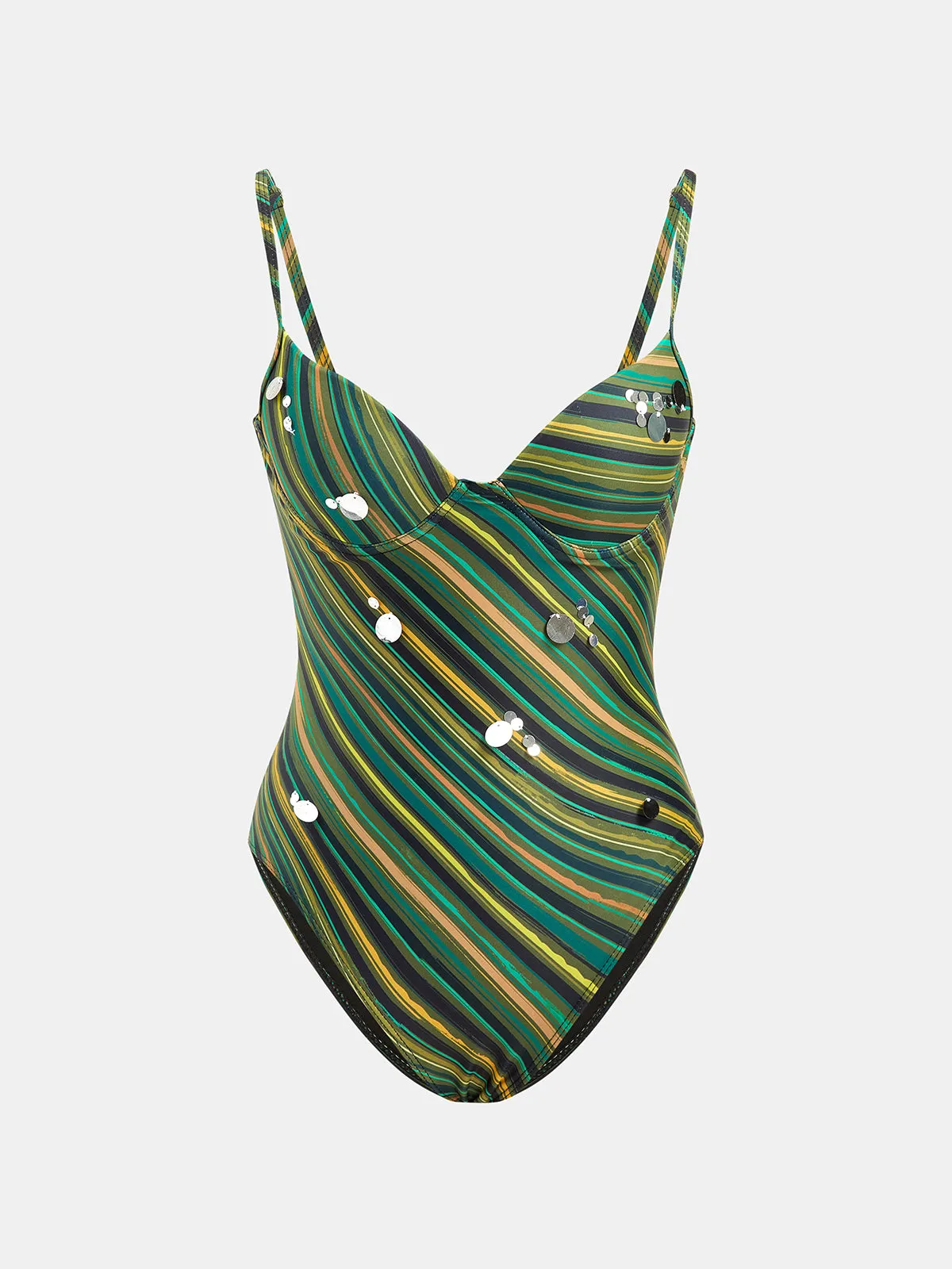 Striped Sequin One-Piece Swimsuit & Skirt Set sold by COMMENSE product image thumbnail 2