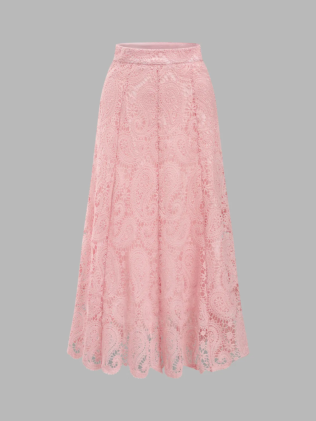 Pearl Button Guipure Lace Top & Midi Skirt Set sold by COMMENSE product image thumbnail 4