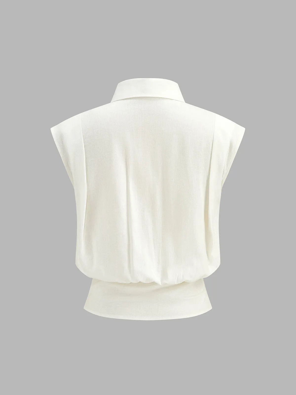 Tie-Neck Sleeveless Linen Blend Blouse sold by COMMENSE product image thumbnail 3