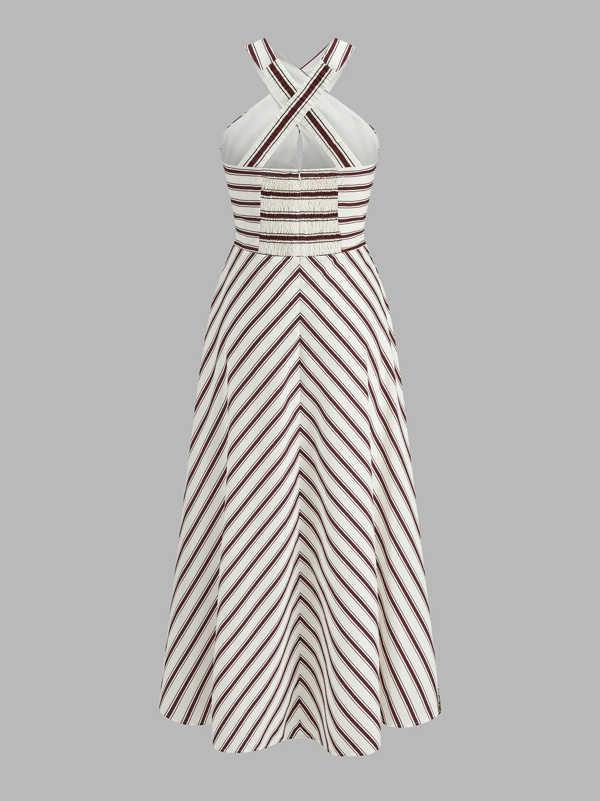Striped Crisscross Halter Maxi Dress sold by COMMENSE product image thumbnail 3