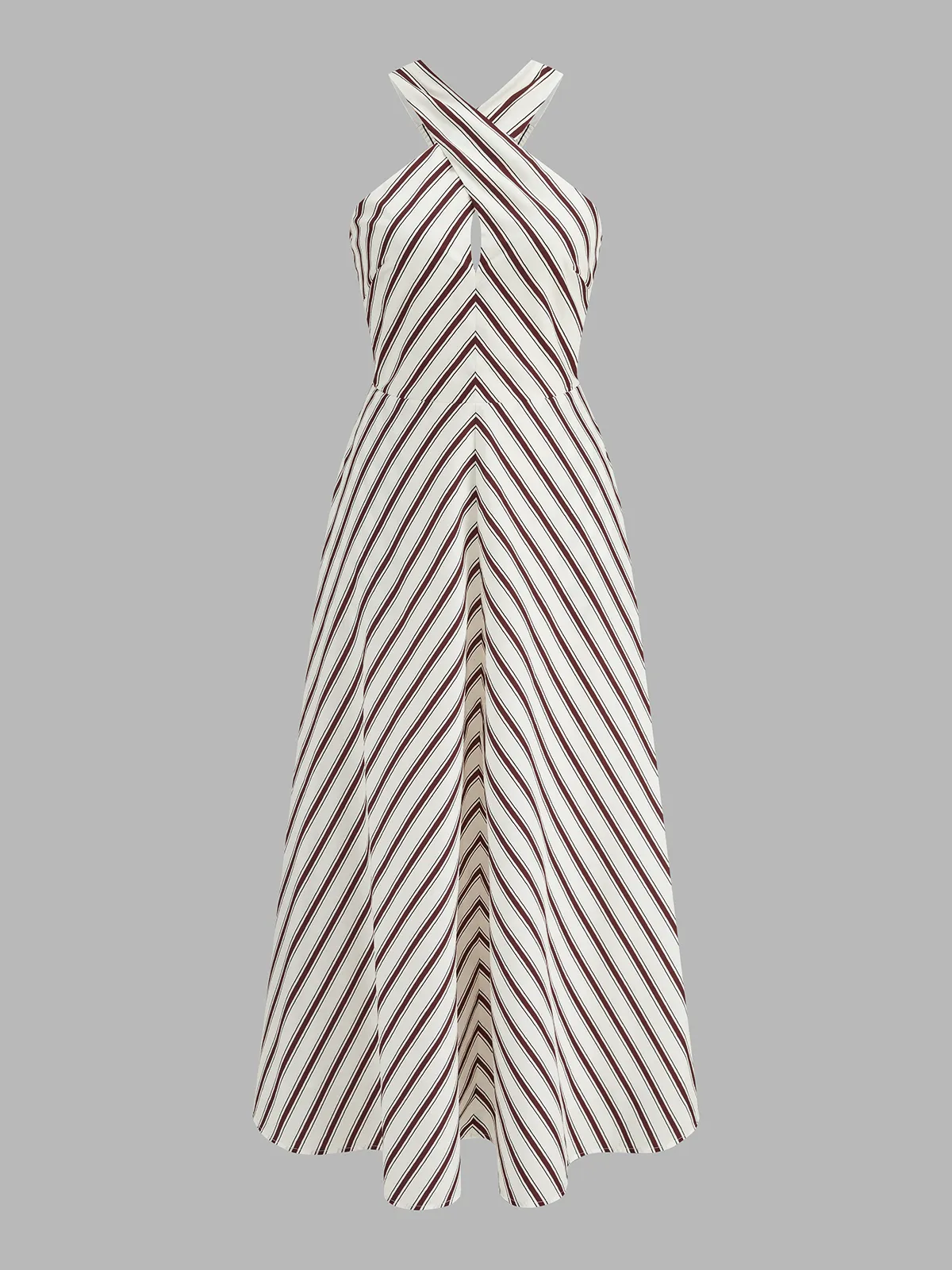 Striped Crisscross Halter Maxi Dress sold by COMMENSE product image thumbnail 2