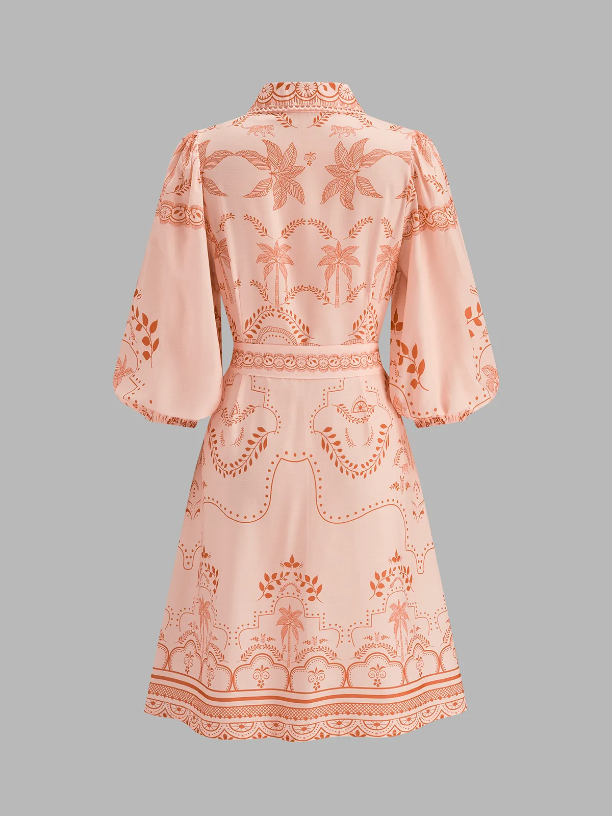 Tropical Print Belted Shirt Dress sold by COMMENSE product image thumbnail 3