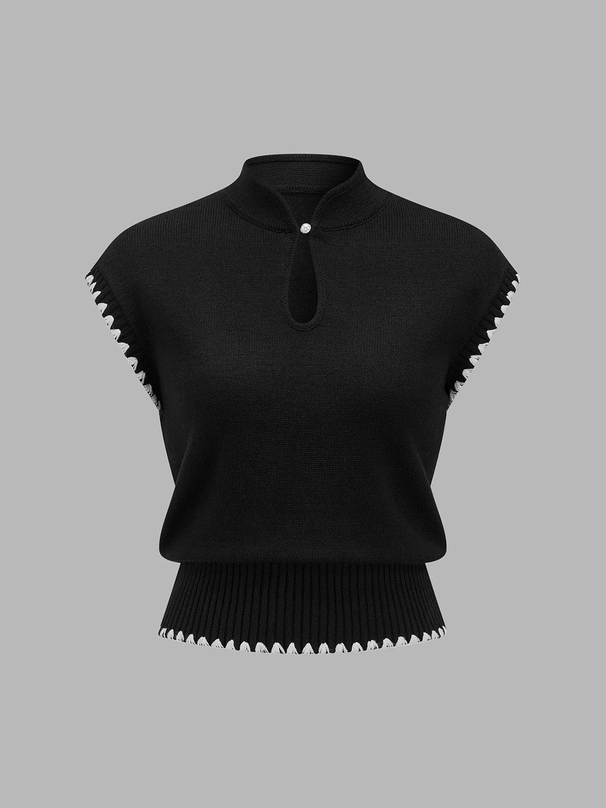 Scallop Trim Keyhole Knit Top sold by COMMENSE product image thumbnail 2