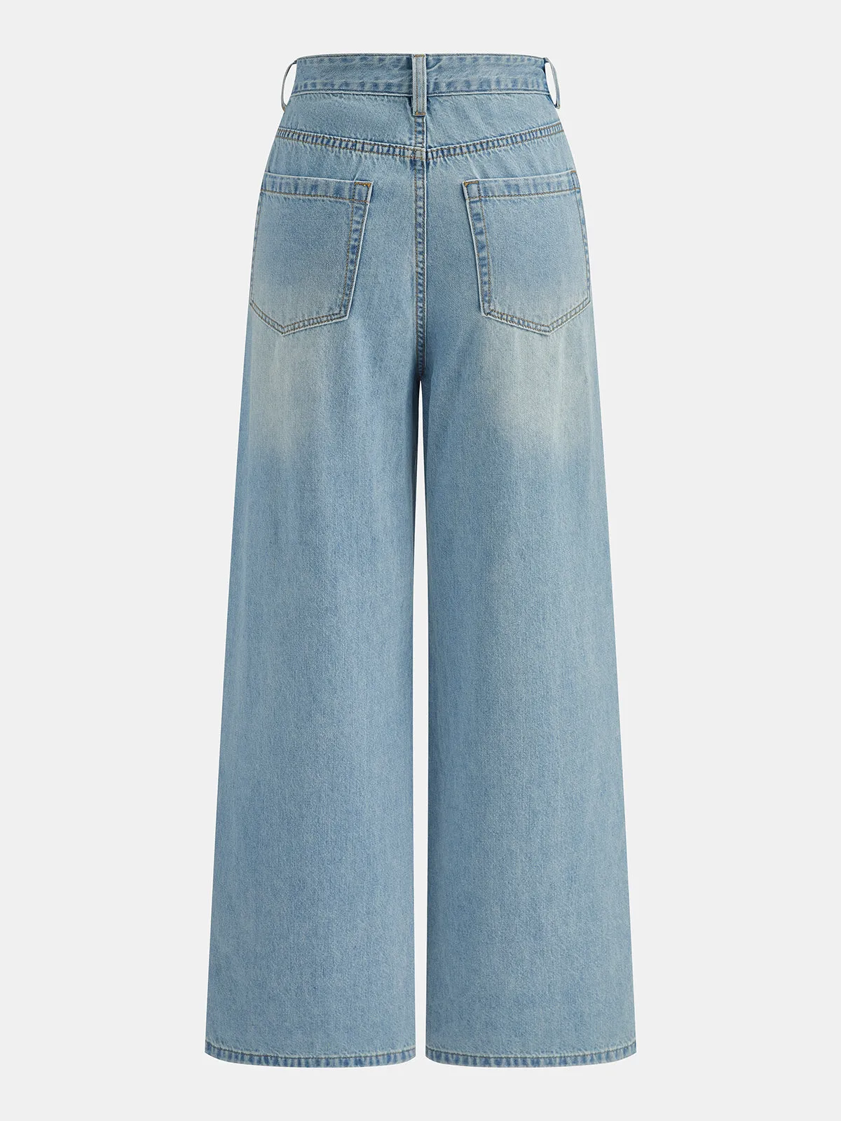 Rhinestone Embellished Wide Leg Jeans sold by COMMENSE product image thumbnail 2