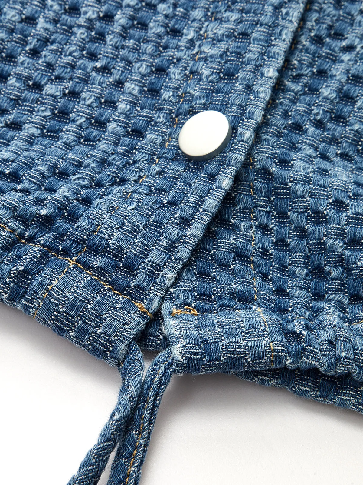Drawstring Hem Textured Denim Top sold by COMMENSE product image thumbnail 4