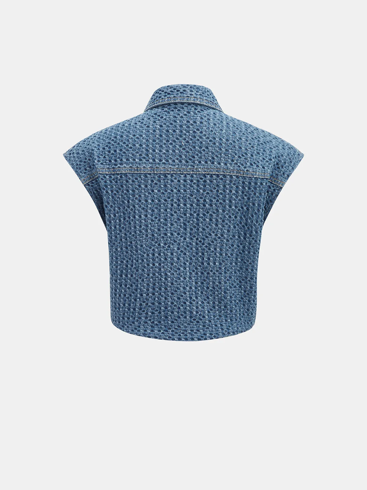 Drawstring Hem Textured Denim Top sold by COMMENSE product image thumbnail 3