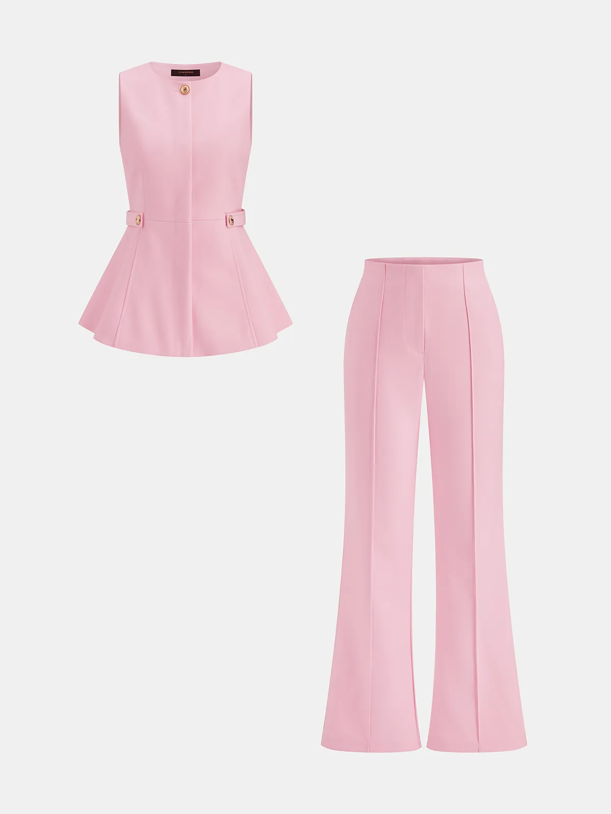 Sleeveless Peplum Vest & Flare Pants Set sold by COMMENSE product image thumbnail 2