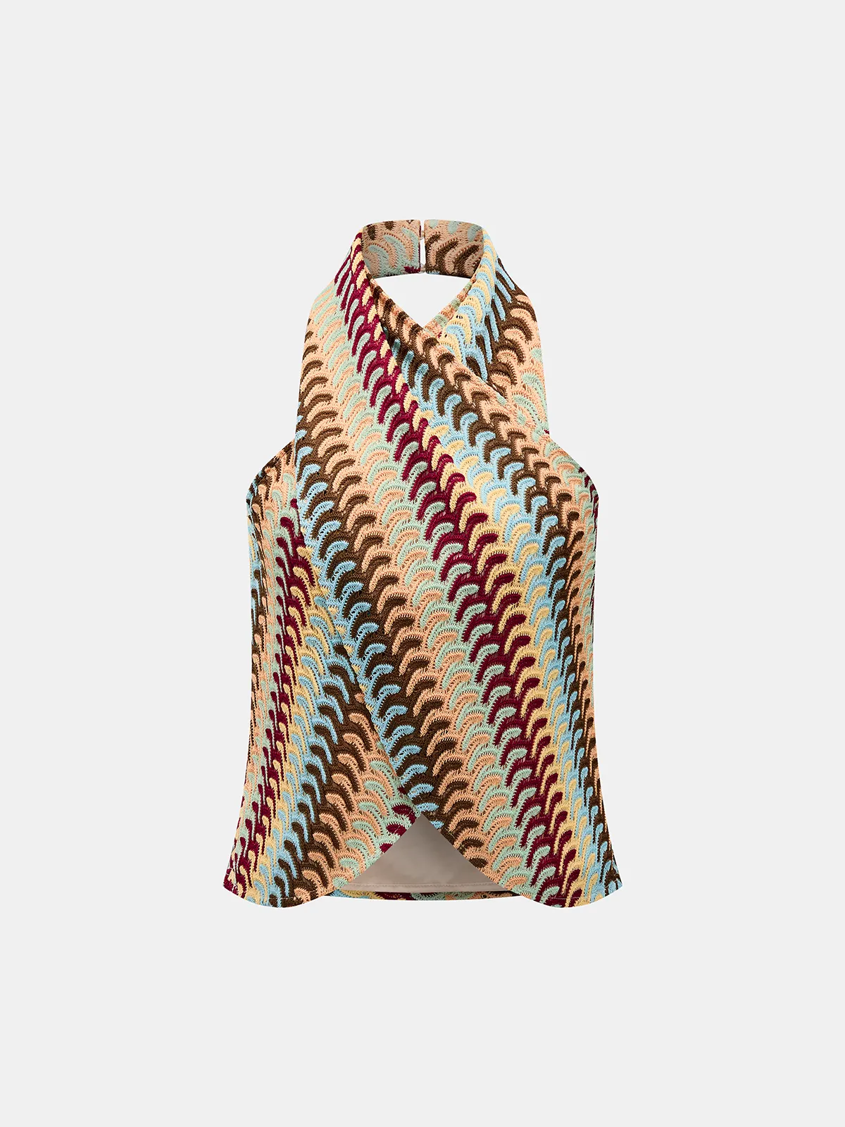 Multicolor Striped Knit Halter Top & Pants Set sold by COMMENSE product image thumbnail 3