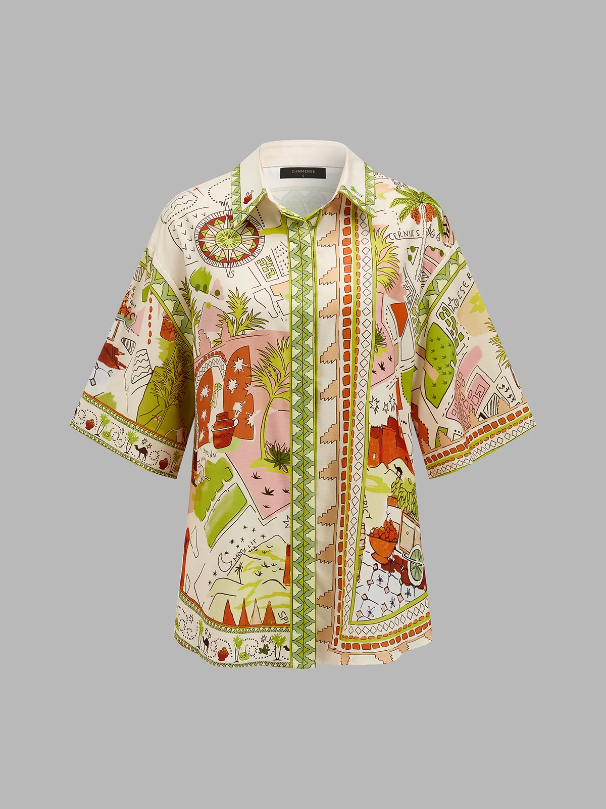 Printed Short Sleeve Shirt & Drawstring Shorts Set sold by COMMENSE product image thumbnail 5