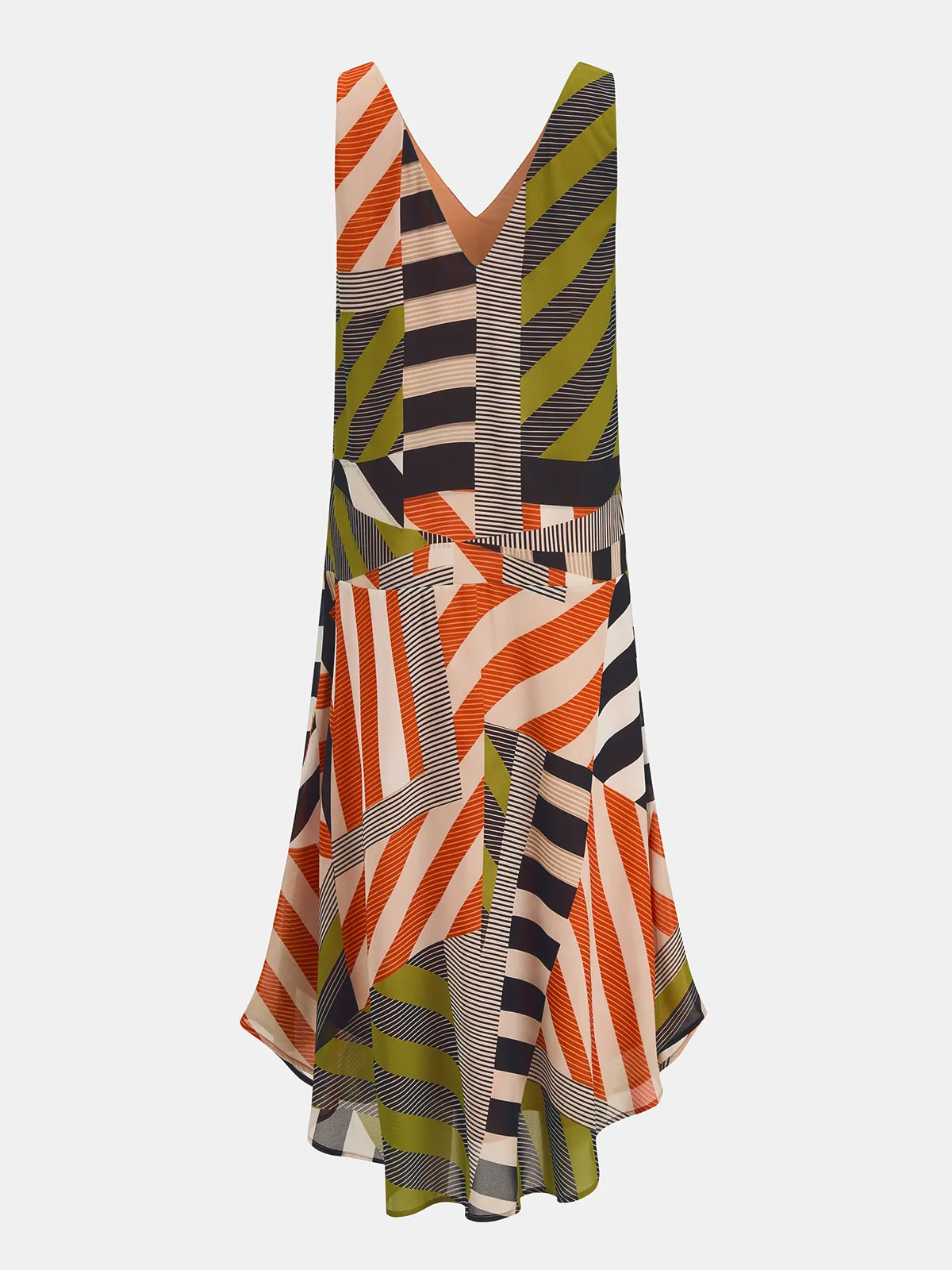 Color Block Striped Asymmetric Midi Dress sold by COMMENSE product image thumbnail 2