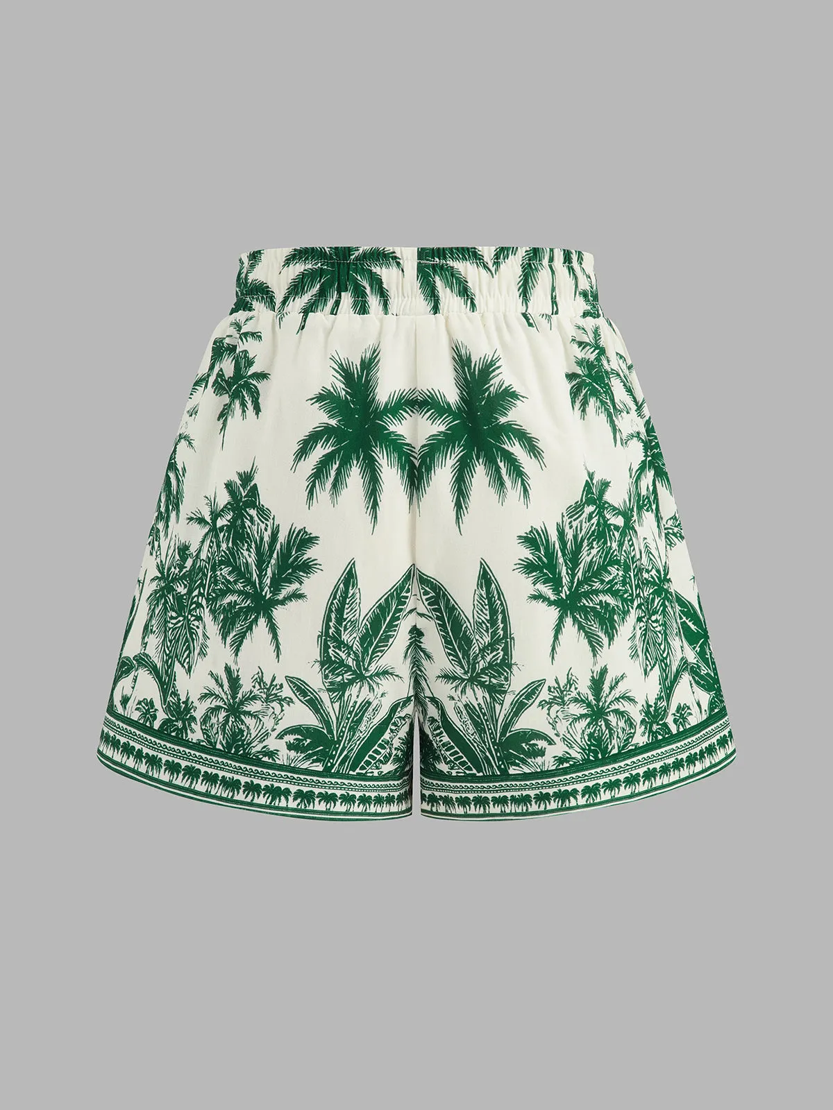 Tropical Print Halter Top & Drawstring Shorts Set sold by COMMENSE product image thumbnail 4