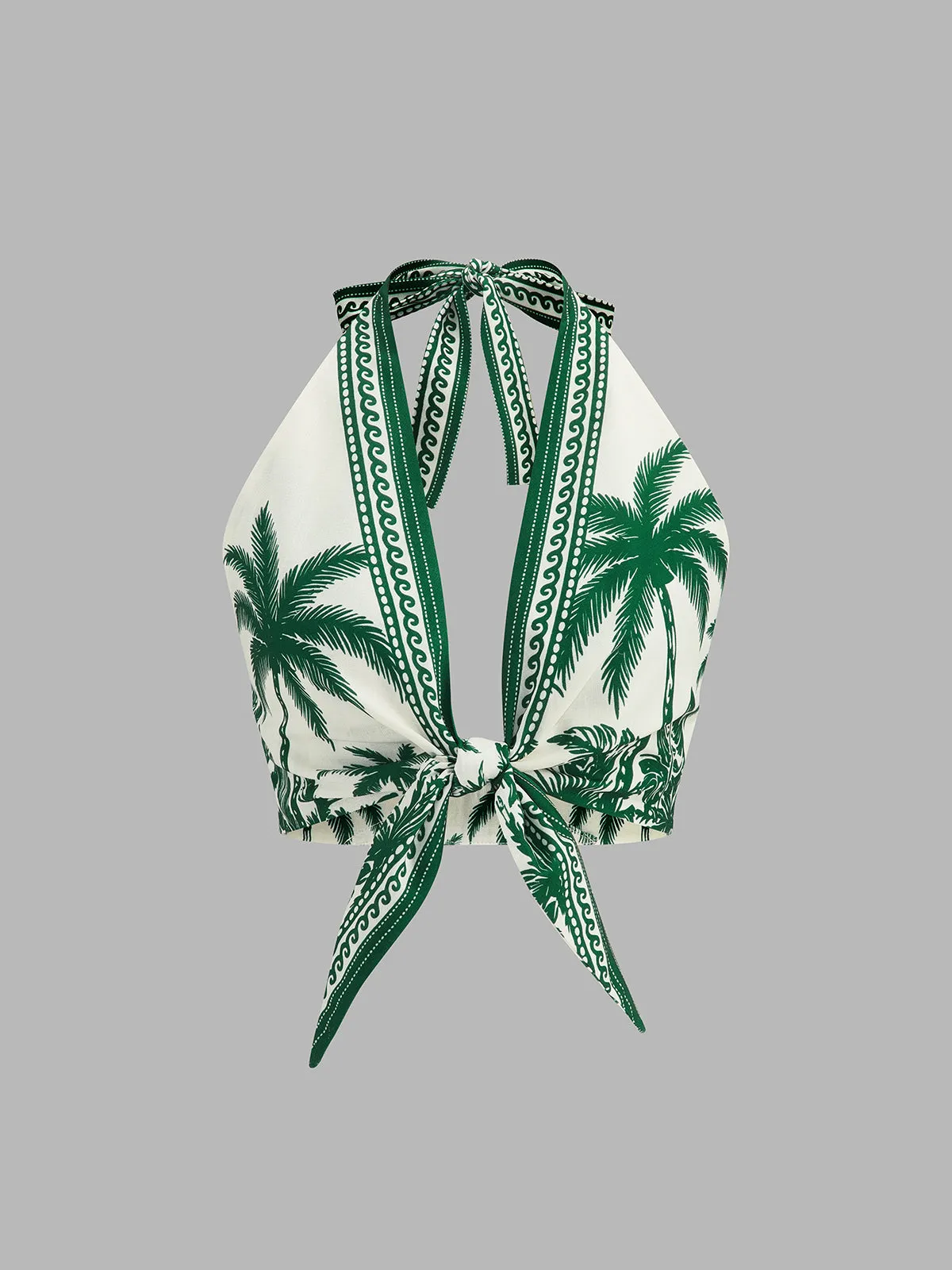 Tropical Print Halter Top & Drawstring Shorts Set sold by COMMENSE product image thumbnail 5