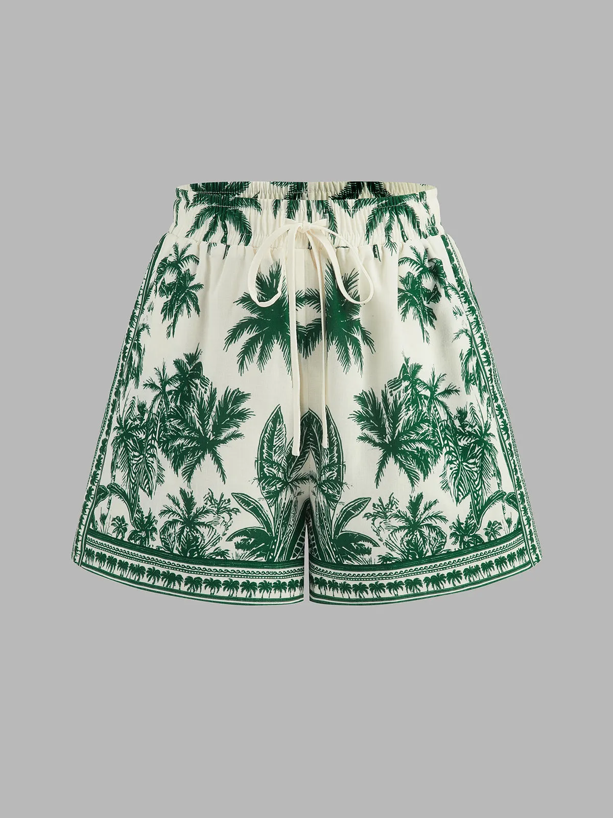 Tropical Print Halter Top & Drawstring Shorts Set sold by COMMENSE product image thumbnail 3