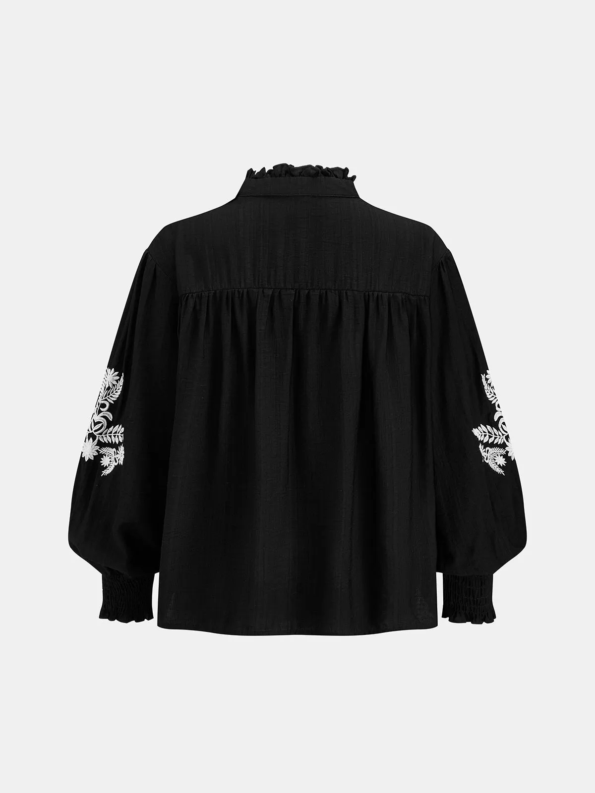 Puff Sleeve V-Neck Embroidered Blouse sold by COMMENSE product image thumbnail 3