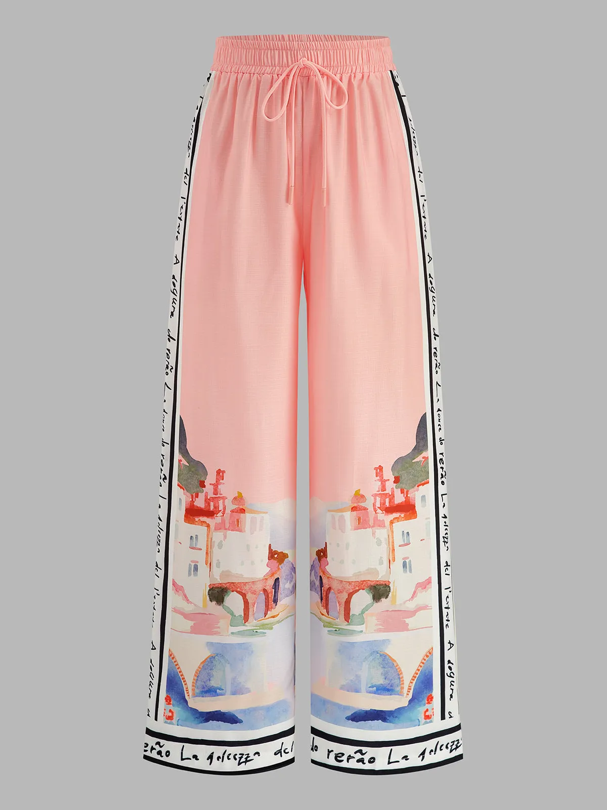 Watercolor Print Shirt & Drawstring Pants Set sold by COMMENSE product image thumbnail 4