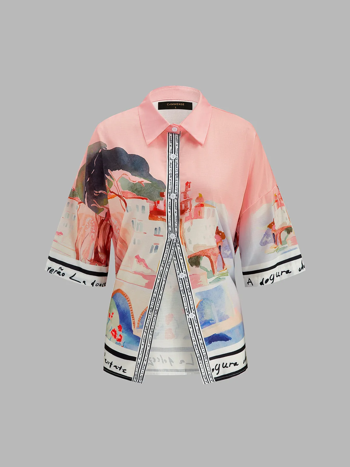 Watercolor Print Shirt & Drawstring Pants Set sold by COMMENSE product image thumbnail 3