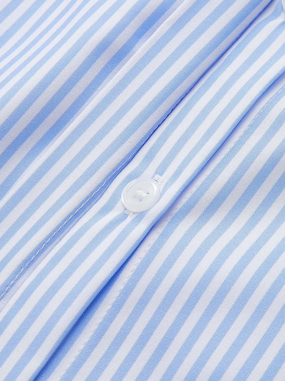 Tie Neck Striped Sleeveless Shirt sold by COMMENSE product image thumbnail 4