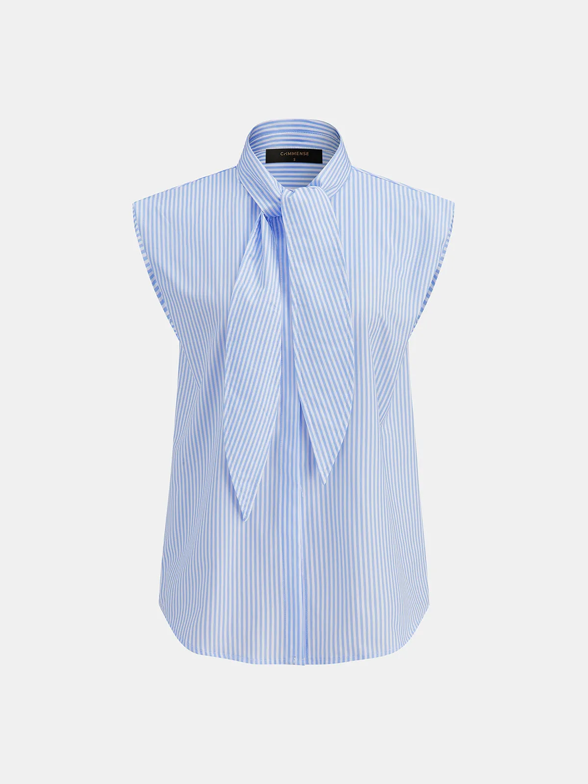 Tie Neck Striped Sleeveless Shirt sold by COMMENSE product image thumbnail 2