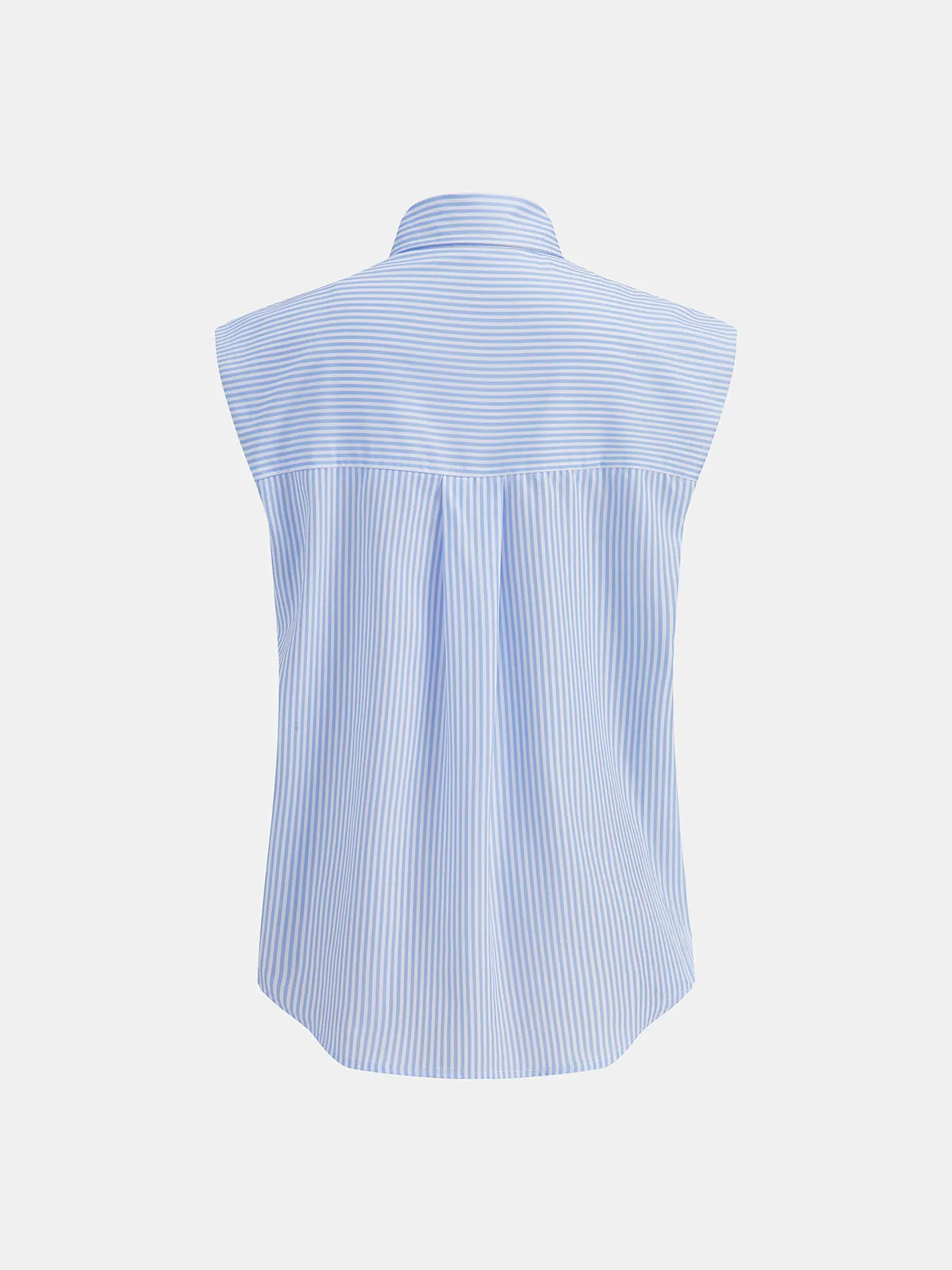 Tie Neck Striped Sleeveless Shirt sold by COMMENSE product image thumbnail 3