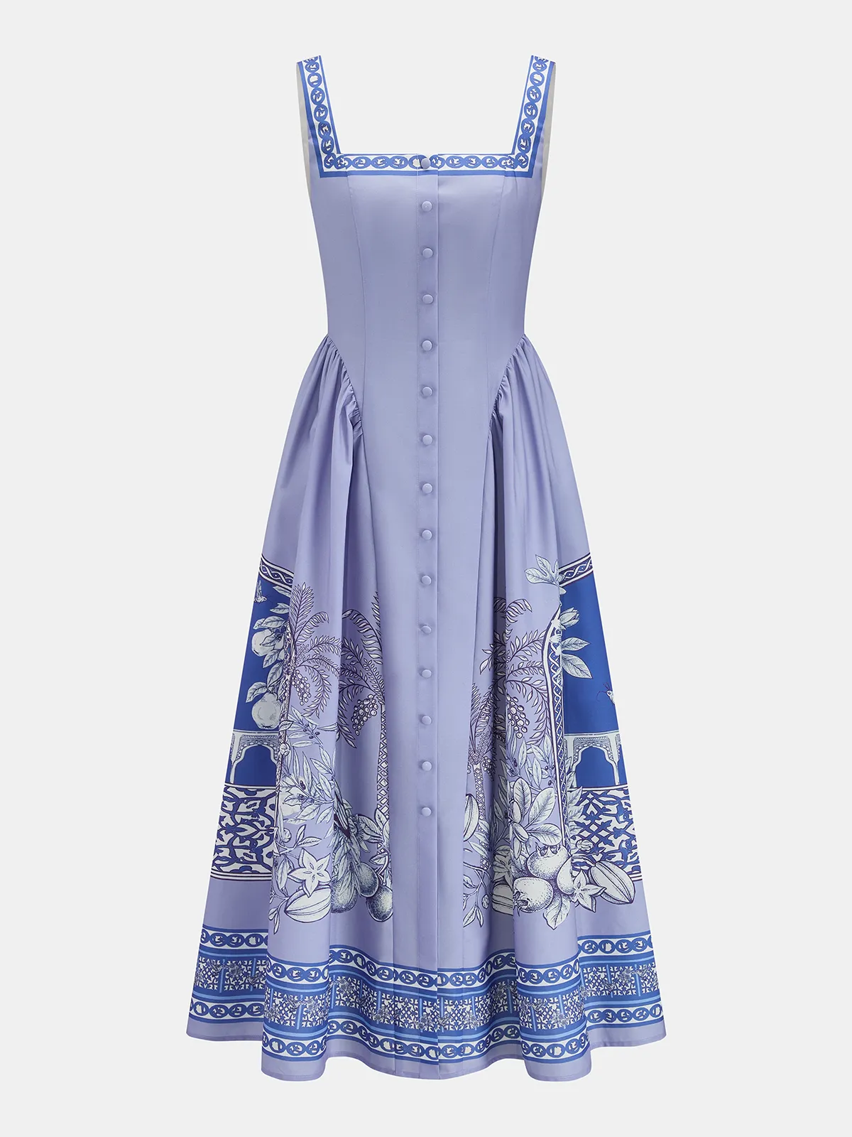 Tropical Print Square Neck Backless Maxi Dress sold by COMMENSE product image thumbnail 2
