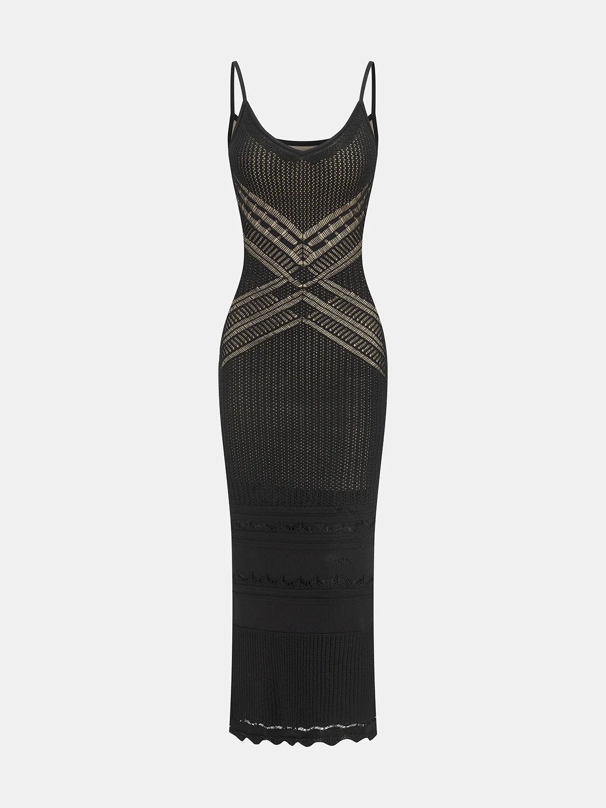 Crisscross Hollow Knit Slip Maxi Dress sold by COMMENSE product image thumbnail 2