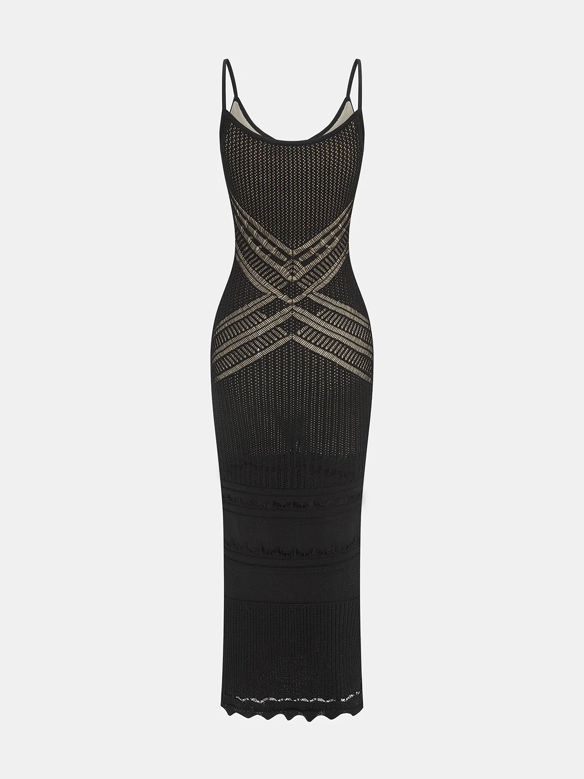 Crisscross Hollow Knit Slip Maxi Dress sold by COMMENSE product image thumbnail 3